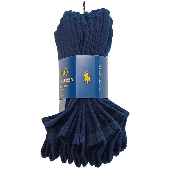 Polo Ralph Lauren Mens Classic Sport 6-Pair Cushion No Show Socks Navy Blue Red - Picture 3 of 5